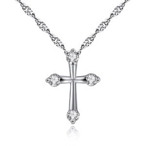 *ABBEY* Silver Cross Fashion Pendant Necklace